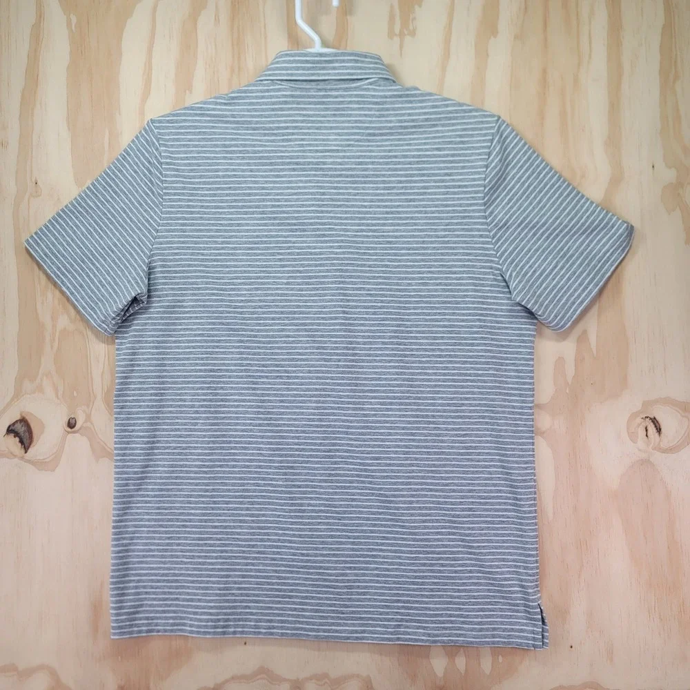 Polo Ralph Lauren Performance Polo Shirt Mens Large Gray Striped Pocket